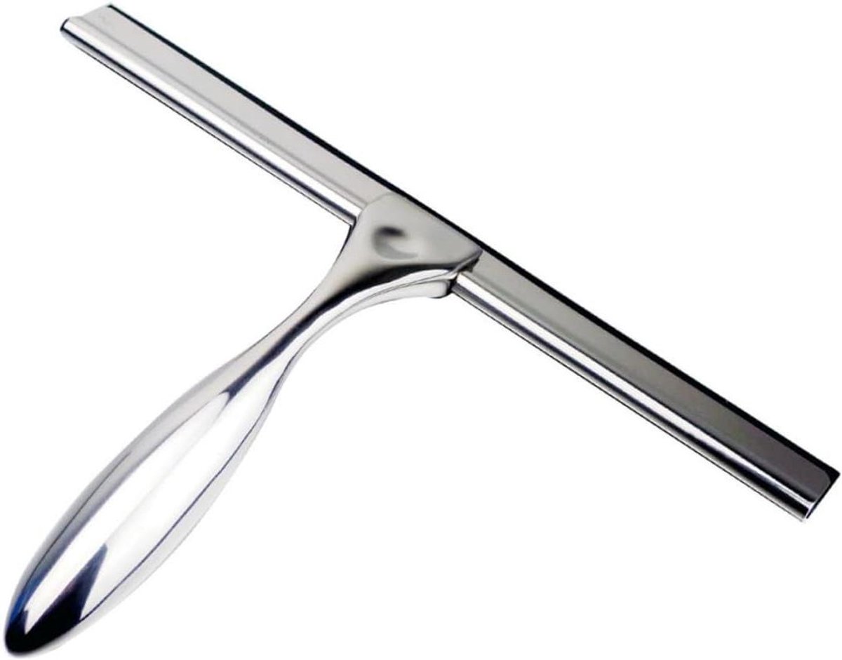 Douchewisser RVS - Schoonmaakwisser Glas - Gladde Oppervlakken Reinigen - Hittekoudebestendig Rubber - 24 cm Breed - Zilverkleurig