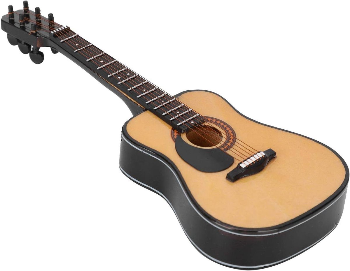 Mini Gitaar Decoratie - Houten Gitaar Model - Slaapkamer Decoratie - Met Standaard en Doos