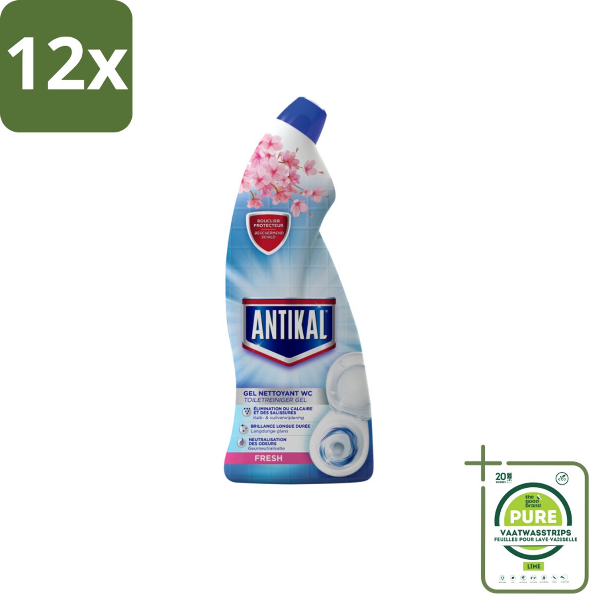 Antikal Fresh - Toiletreiniger - Kalkverwijderend - Verfrissende Geur - 750 ml - Voordeelverpakking - 12 stuks - Toilet schoonmaak - Kalkverwijderaar