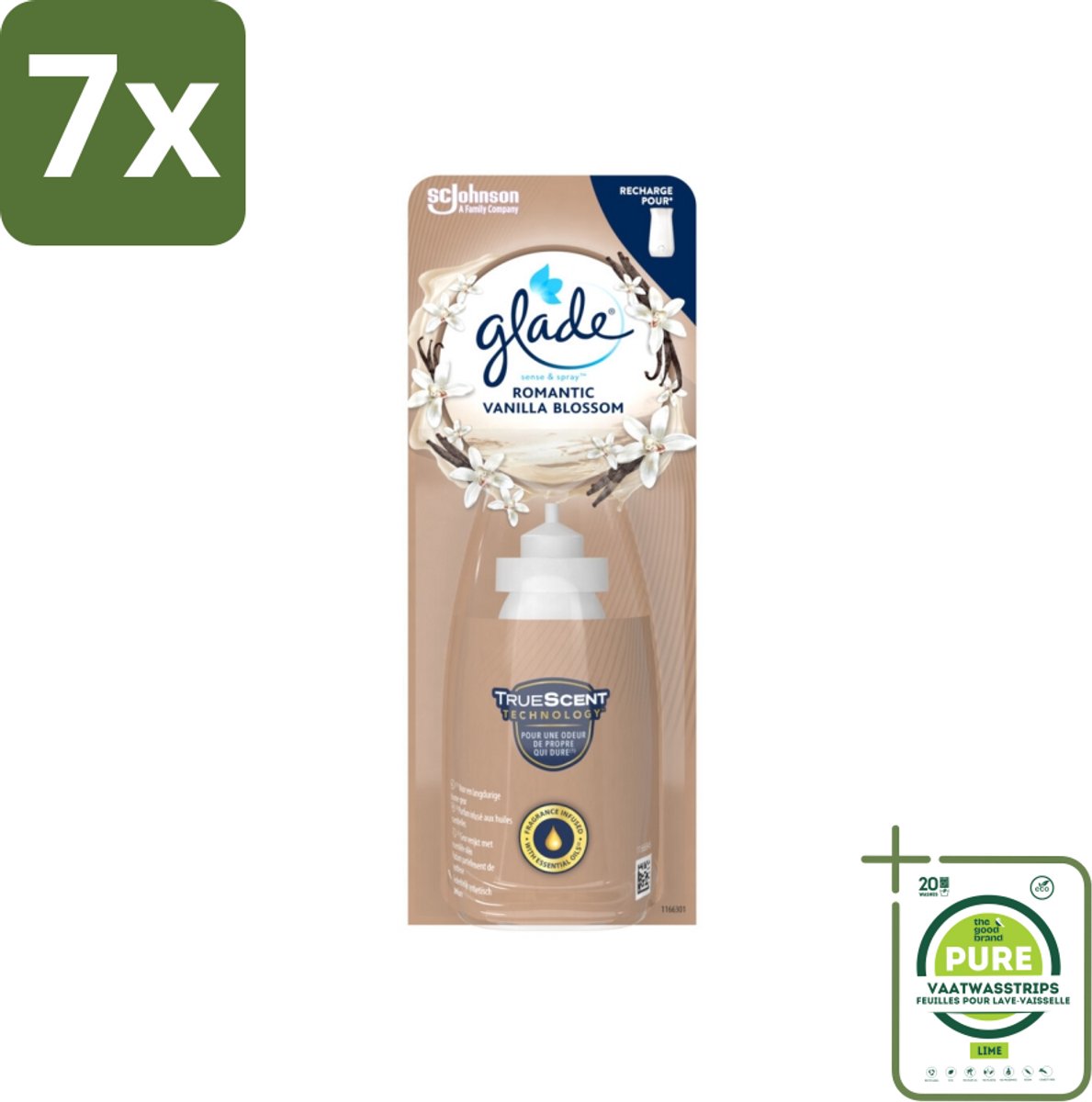 7 x Glade - Sense & Spray - Romantic Vanillebloesem - 18 ml - Grootverpakking - Geur - Vanille - Orchidee - Sandelhout - Luchtverfrisser