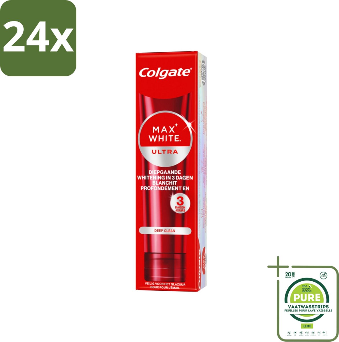 Colgate - Tandpasta - Max White - Ultra Deep Clean Whitening - 75 ml - Voordeelverpakking - 24 stuks - Witte tanden - Tandpasta