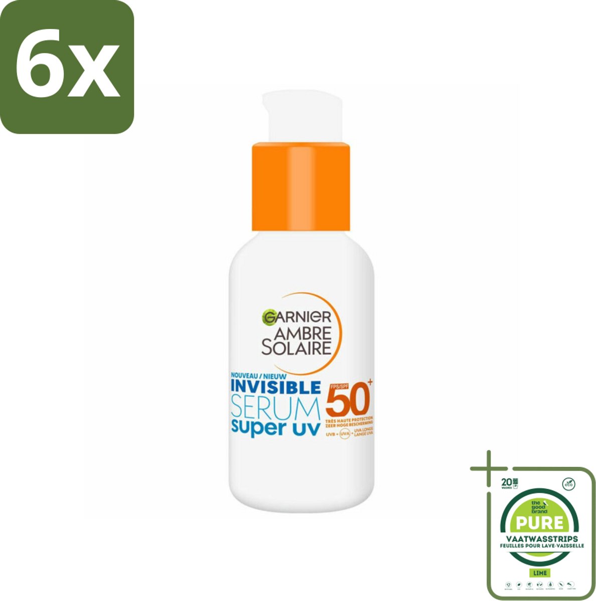 Garnier - Ambre Solaire - Zonnebrandserum - Super UV - Invisible - SPF 50+ - 30 ml - Voordeelverpakking - 6 stuks - Zonnebrand serum - Zonnebescherming