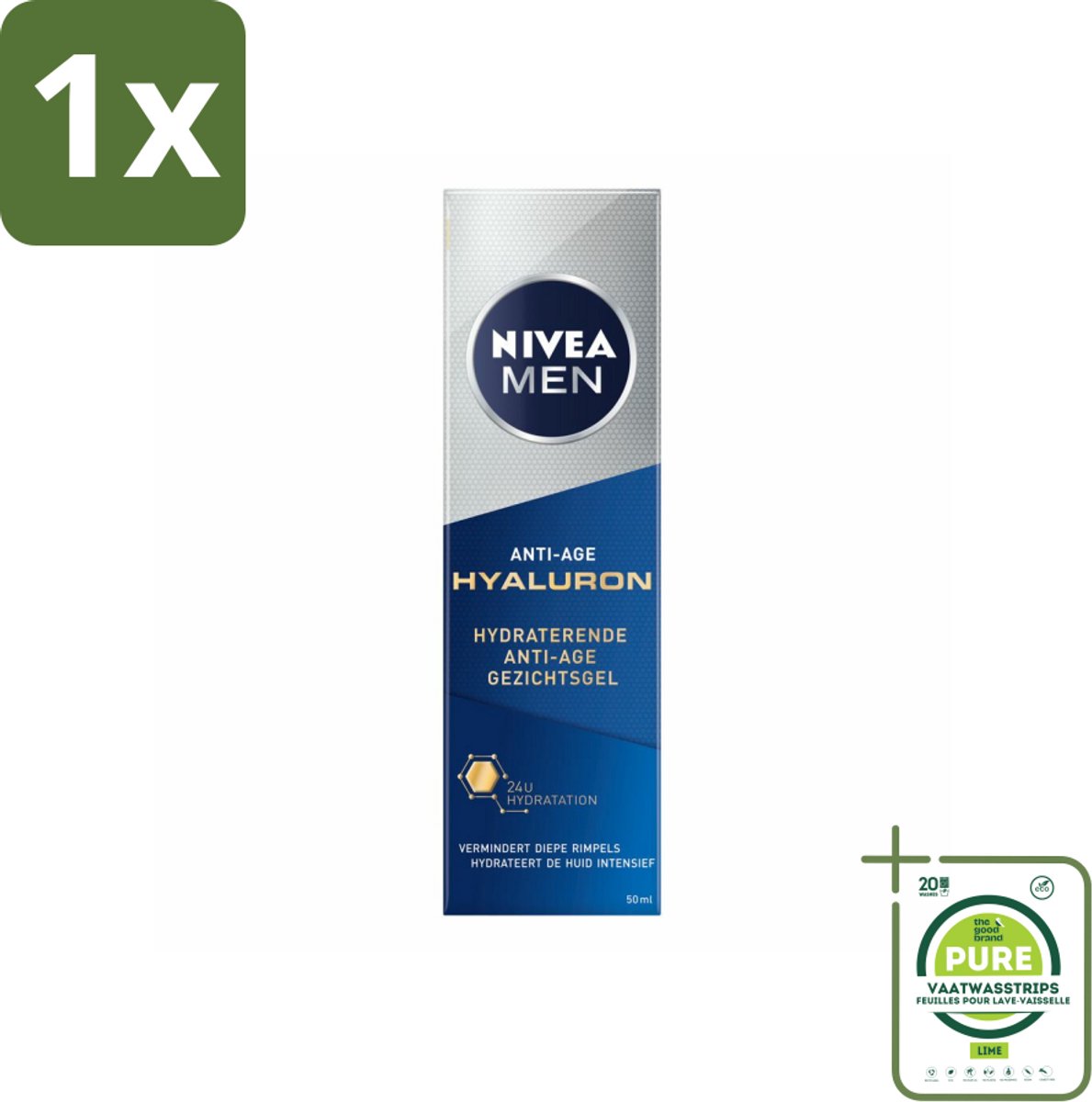 1 x NIVEA MEN - Anti-Age - Hydraterende Gezichtsgel met Hyaluron - 50 ml - Anti-ouderdom - Gezichtsgel - Hyaluronzuur - Hydratatie - Jongere Huid