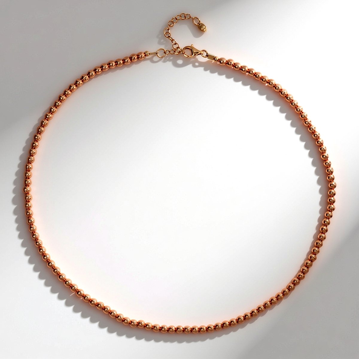 Cavill - Zilveren Halsketting - 925 Sterling Zilver met Roségouden Laag - Rozen Hematiet Kralen 4 mm - Luxe, Elegante, Verstelbare Damesketting