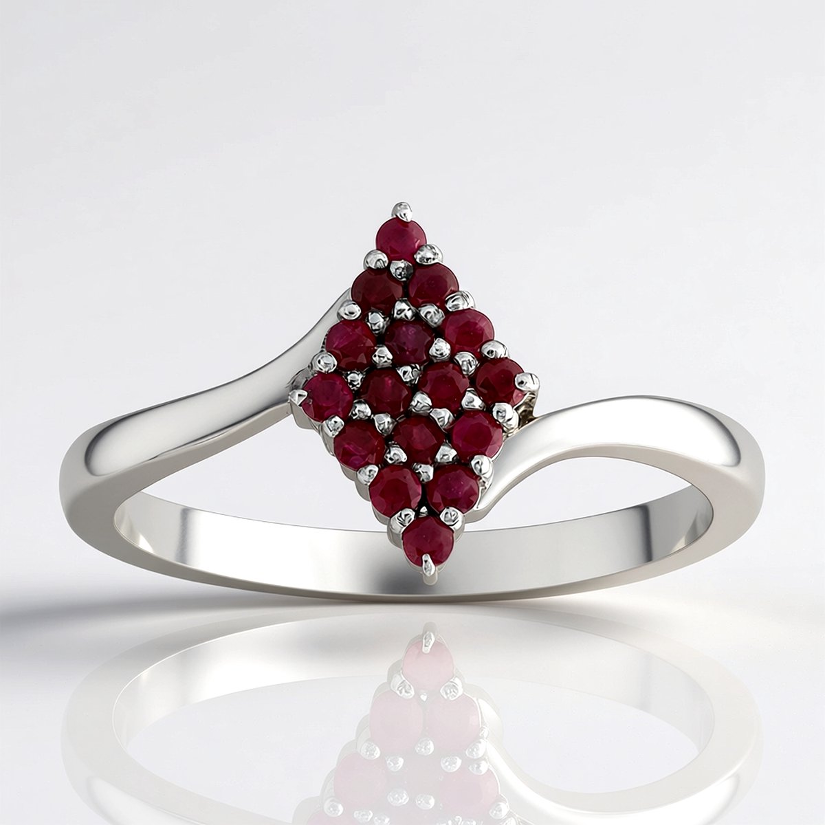 Cavill - Robijn Ring 0,252 ct - 925 Sterling Zilver - Platina Verguld - Elegant Rond Slijpsel - Tijdloze Damesring