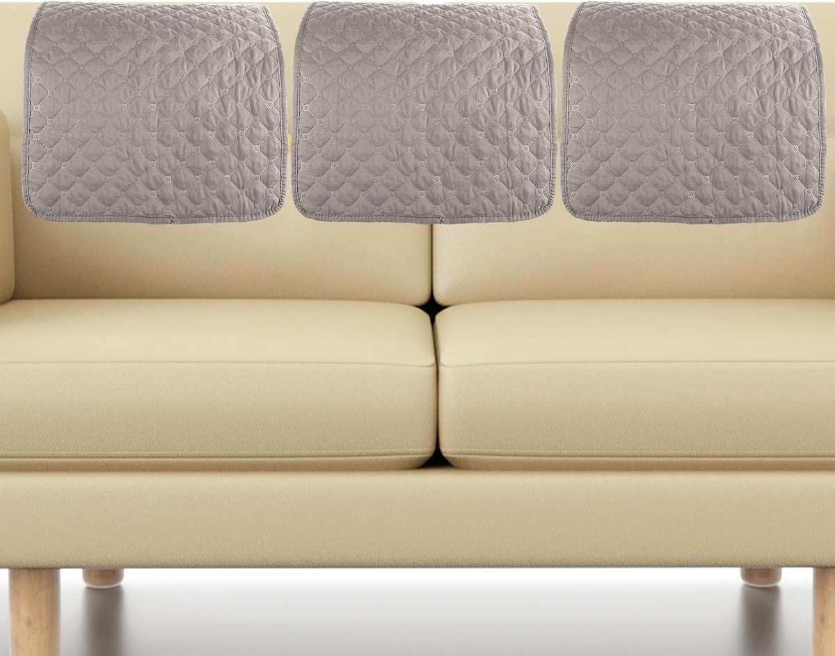 SnelShoppen - Set van 3 Zachte en Slijtvast Polyester Hoofdkussenhoezen voor Bank (Lichtgrijs) - Bescherming voor Meubels, Ademend, Duurzaam en Geschi