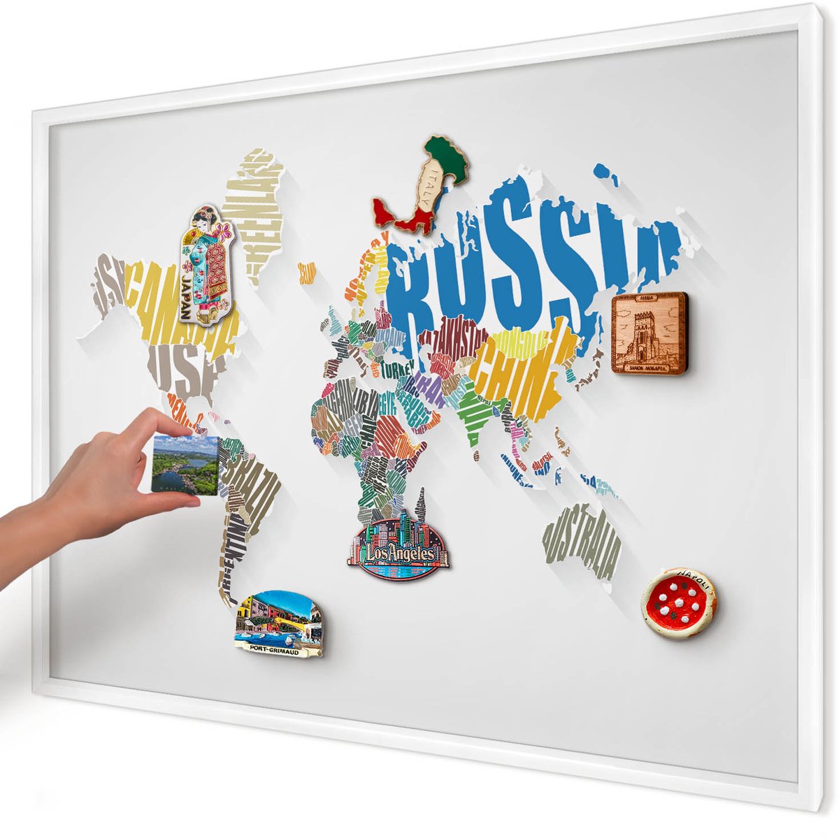 Artprintcave Wit Magneetbord mit Witte Lijst - 100x70 cm - Kleurenkaart Magnetisch Bord Voor Magneten - Abstract Magneet Bord mit Frame - Kaarten
