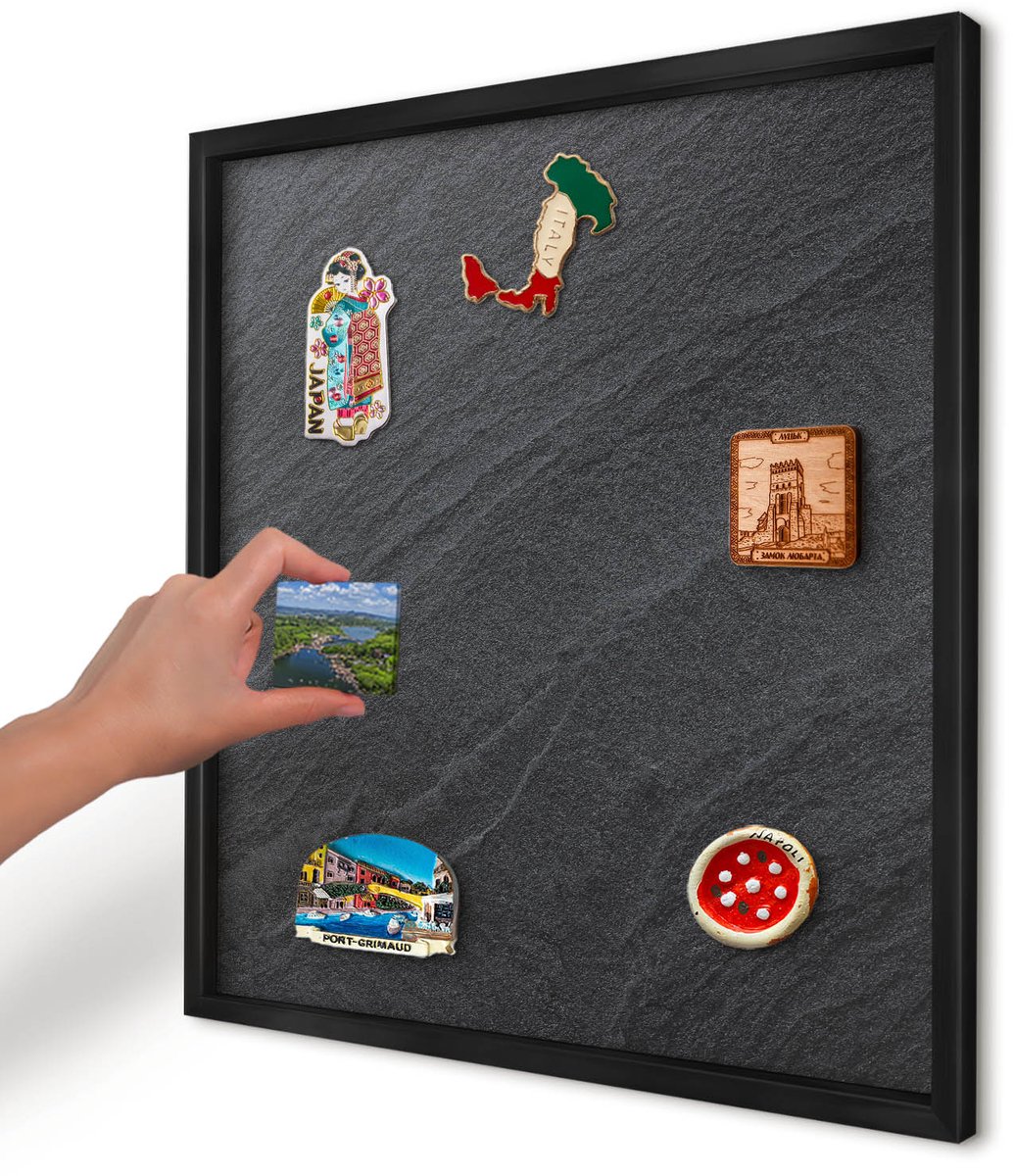 Artprintcave Zwart Magneetbord mit Zwart Frame - 50x50 cm - Grijze Textuur Magnetische Organizer - Minimalist Notitiebord - Texturen