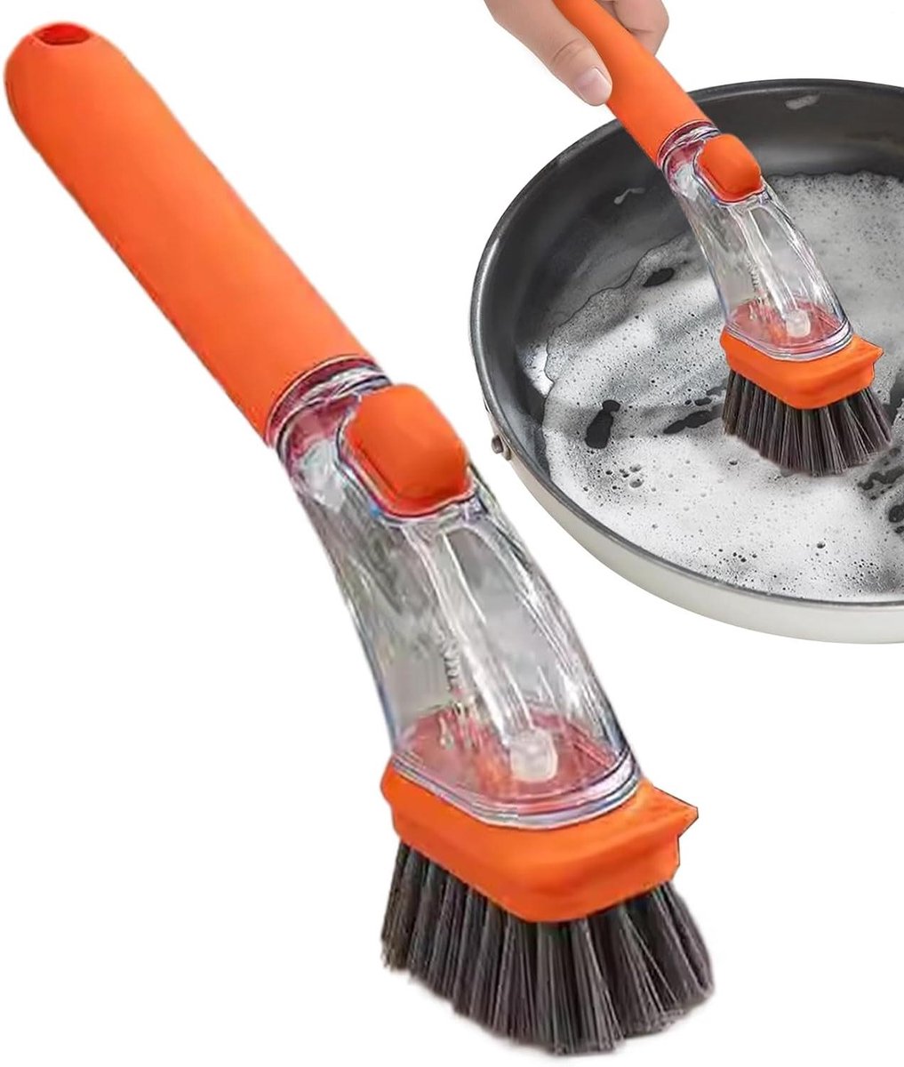 Zeepdispenser Borstel - Schuurborstel Keuken - Afwas Doen - Anti-splash Design - 26 cm - Meerkleurig