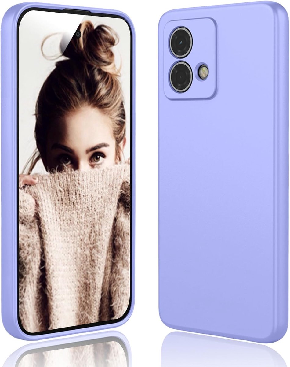 Cover voor Motorola Moto G84 5G - Vloeibare siliconen telefoonhoes met anti-kras microfiber voering, dun en zachte TPU schokbestendige beschermende bumper shell, paars