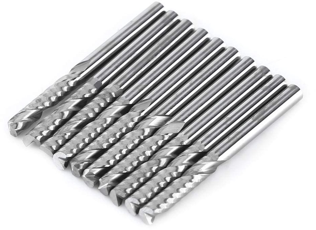 Single Flute schachtfrees, 10 stuks hardmetalen spiraalfrees, enkele