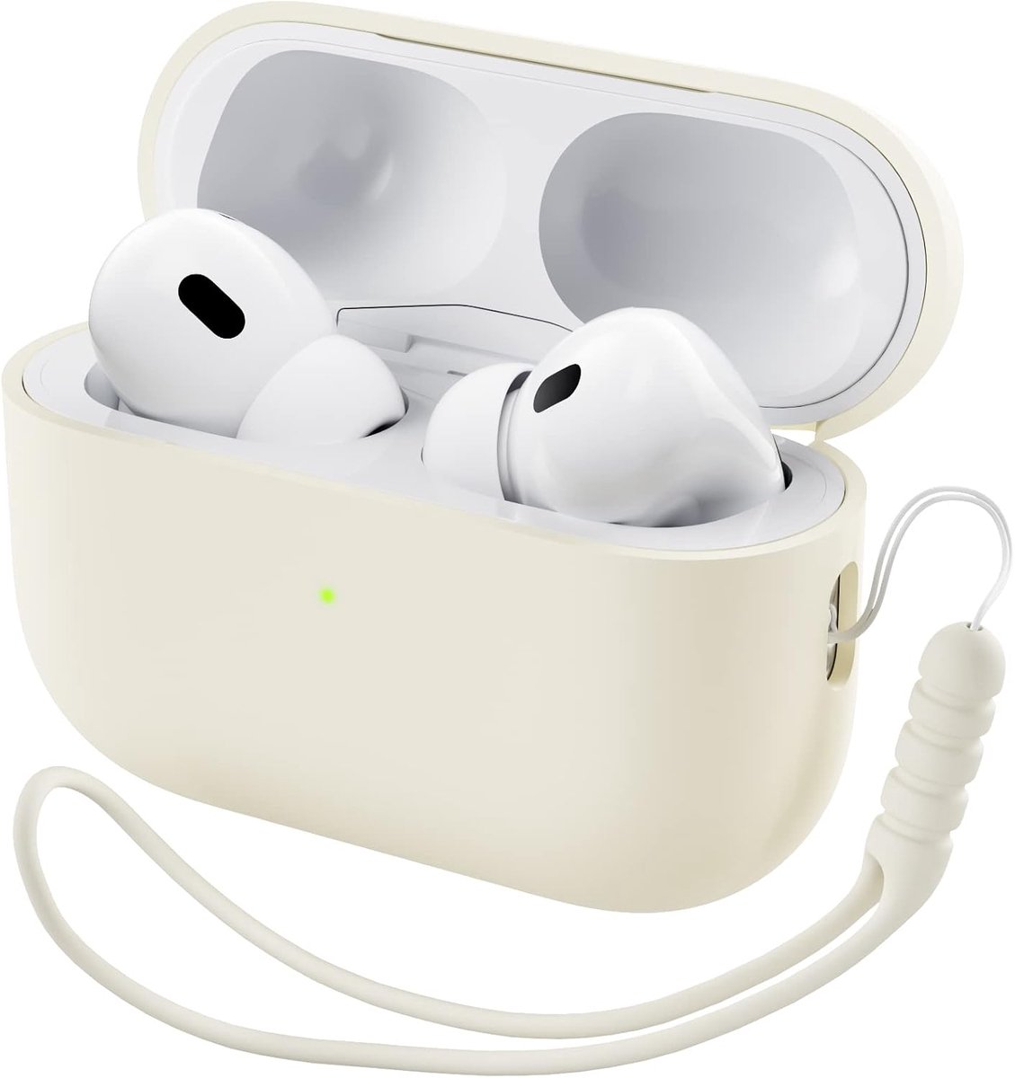 Compatibel met Airpods Pro 2 hoesje (2022), beschermende vloeibare siliconen hoes voor Airpods Pro 2e generatie met sleutelkoord zachte huid voorkant led zichtbaar sterrenlicht