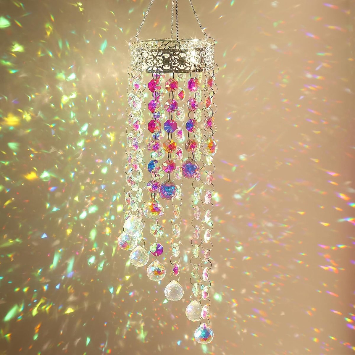 Kristallen zonnevanger, kristallen zonnevanger, hangend glas, zonnevanger, prismahanger, regenboogprisma, raam, zonnevanger, decoratie voor huis, tuin, bruiloft