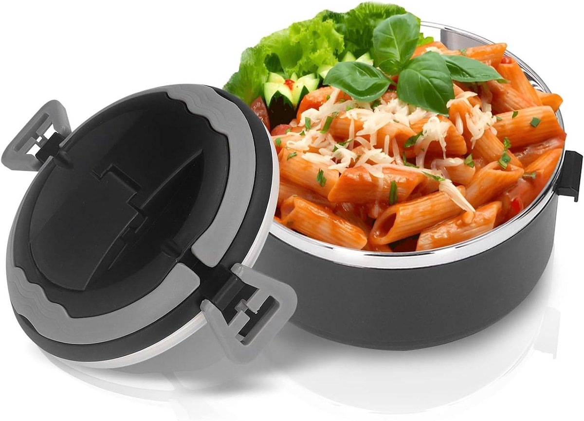 Geïsoleerde Lunchbox - Thermos Bento Box - Warm Eten Vervoeren - Dubbelwandig Vacuüm - N.v.t. - Zwart