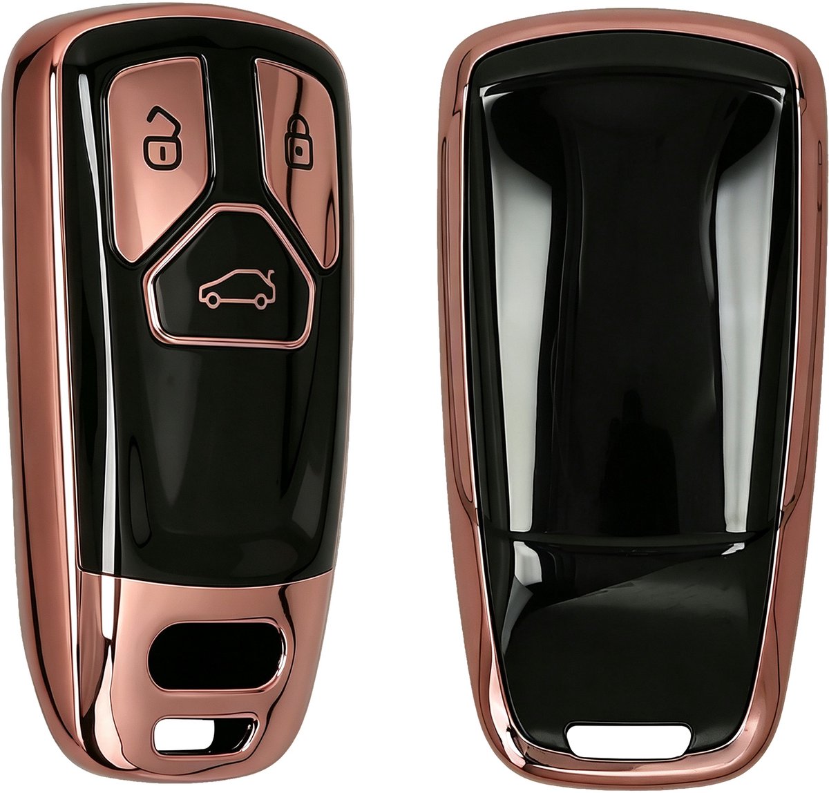 kwmobile autosleutel hoesje geschikt voor Audi 3-knops Smartkey autosleutel (alleen Keyless Go) hoes - TPU autosleutel behuizing - Beschermende auto sleutel case - Sleuteletui in hoogglans roségoud