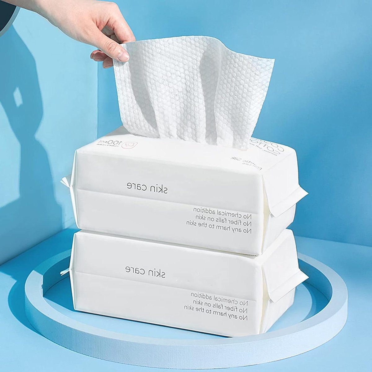 Wegwerp Gezichtshanddoeken - Katoen Tissues - Huidverzorging - Biologisch Afbreekbaar - 100 Stuks - Wit