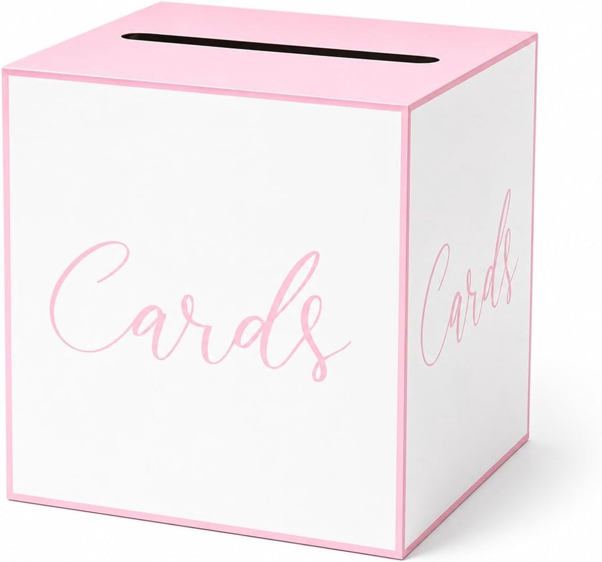 SnelShoppen - Wit-Roze Kaartenbox, Bruiloftbox met Inwerpsleuf, Cadeaudoos voor Bruiloften, Verjaardagen, Babyborrels, Jubilea en Feestelijke Gelegenh