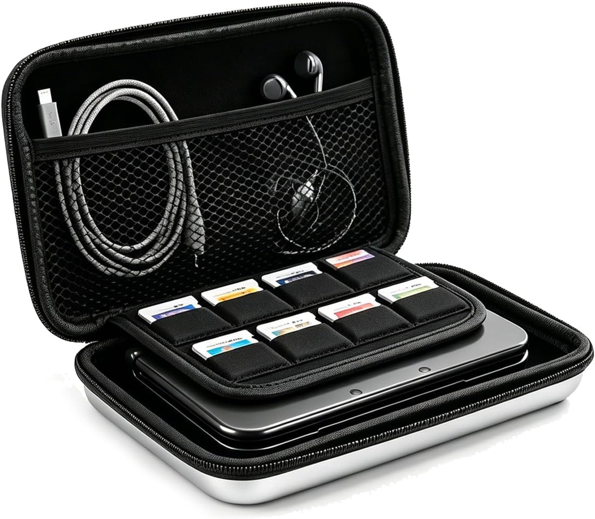 SnelShoppen - Carry Case voor Nieuwe Console 3DS, 3DS XL, 2DS XL en Accessoires, Beschermende Hardshell Reistas, met Spelcompartiment en Binnenzak, Zi