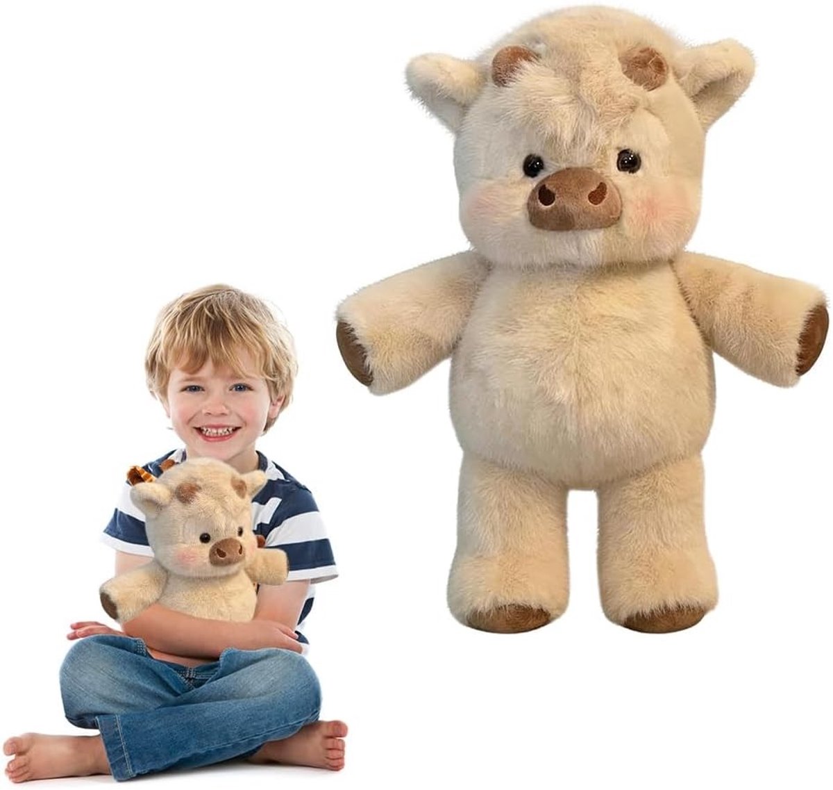 Knuffeldier van een Highland Koe, 45 cm, zacht en schattig speelgoed met beweegbare benen voor kinderen