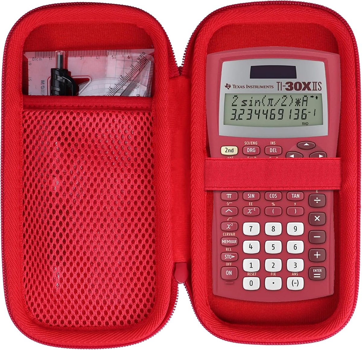SnelShoppen - Harde Beschermhoes Geschikt voor Wetenschappelijke Rekenmachines - Duurzaam, Rood, Perfect voor TI-30X Plus, TI-30 XIIS, TI-30X Pro, TI-