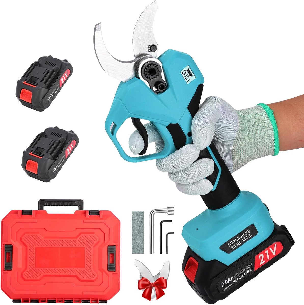 SnelShoppen - Draadloze Elektrische Snoeischaar 50 mm, Professionele SK7 Snoeischaar met Borstelloze Motor, 21 V, 2x2000 mA, Ideaal voor Tuin, Struike