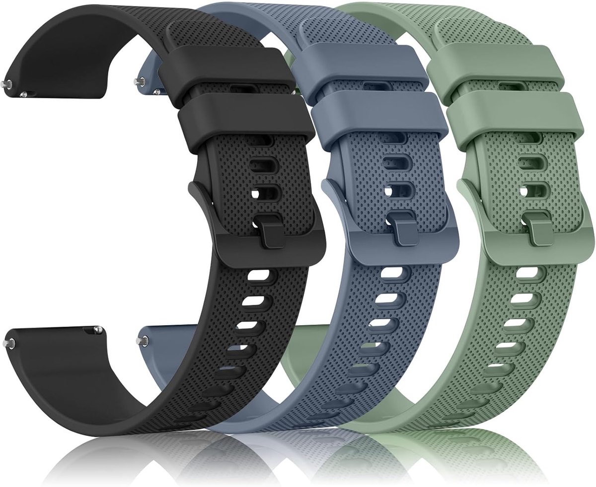3 stuks reservehorlogebandjes, 20 mm, 22 mm, siliconen horlogeband