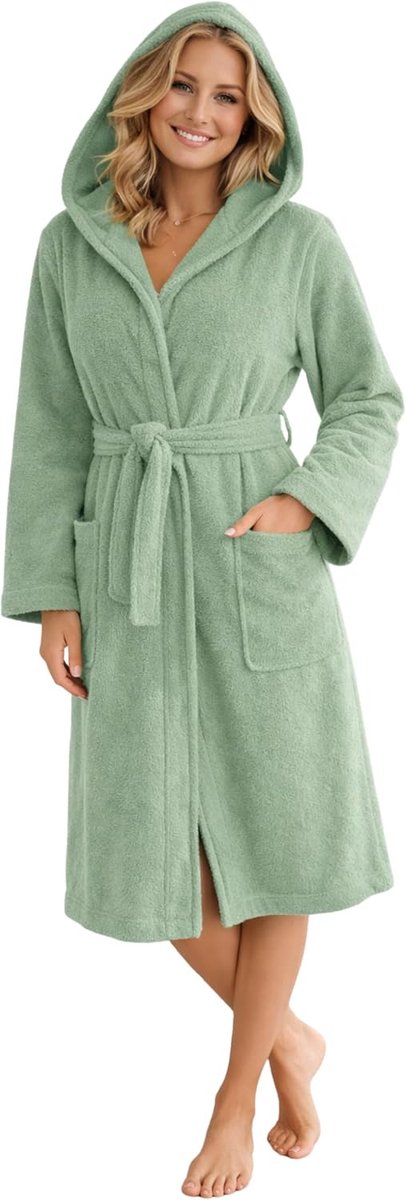Badjas Dames Katoen Badstof Capuchon Sauna Spa Thuis