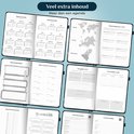 Open agenda met jaaroverzichten, vakantieplanner, mijn boekenlijst, muziek & podcasts, terugblik 2027, vooruitblik 2028, spaarthermometer, films en series, wachtwoorden en contacten.