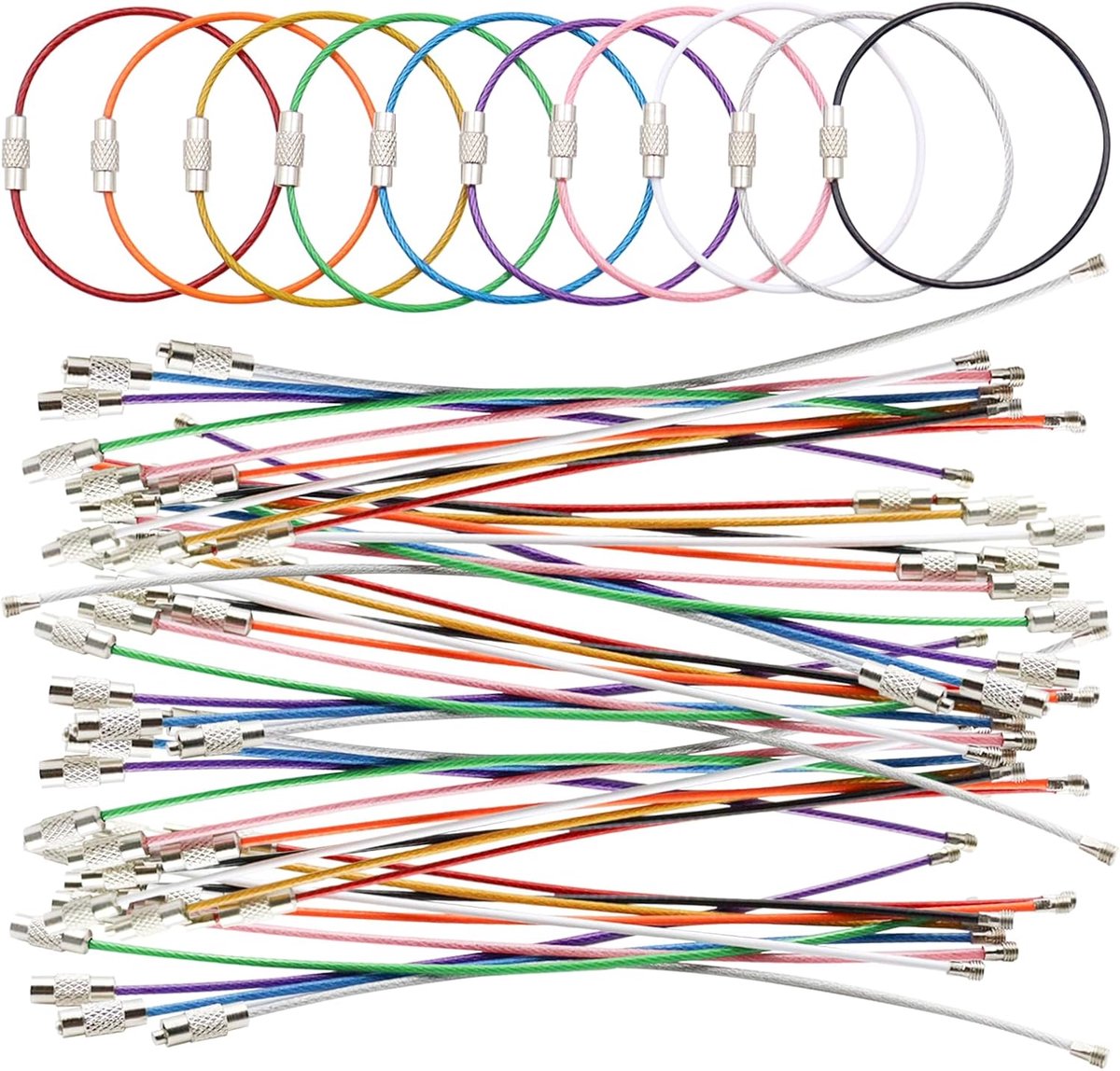 50 stuks 15 cm sleutelring, draadkabel, multifunctionele