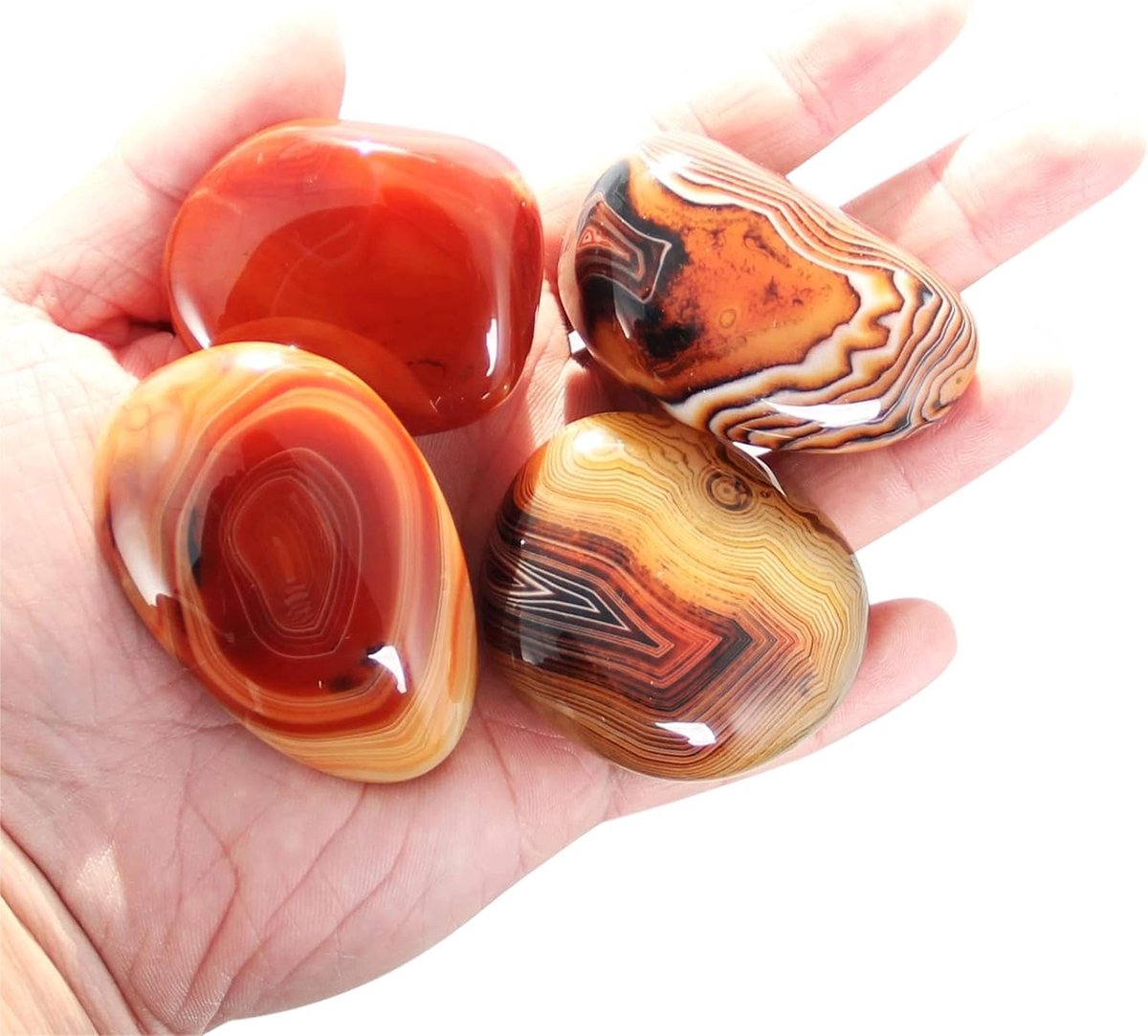 Sardonyx stenen om in de hand te houden, 4 stuks
