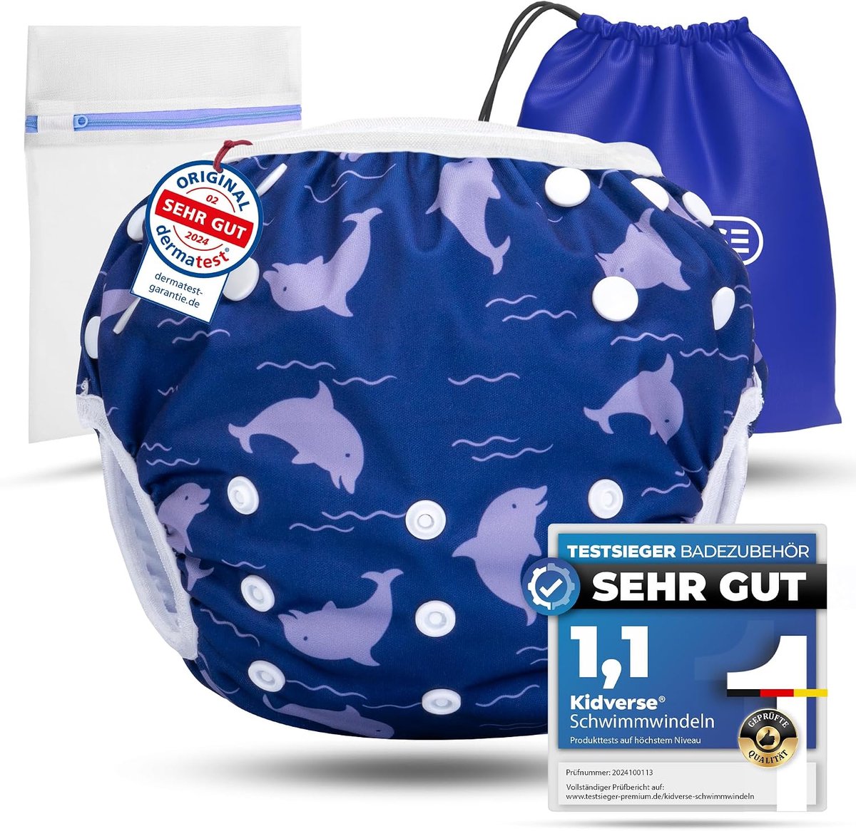 SnelShoppen - Herbruikbare zwemluiers voor baby's 0-3 jaar - Huidvriendelijk, hoog absorberend, inclusief opbergzak & wasnet - Perfect voor zwemmen, v