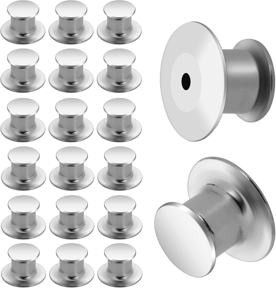 Pin Houders Achterkanten Metalen Pin Sloten Vervangende Pin Achterkanten voor DIY Sieraden Maken Broches Insignes Naamlabels, 20 Stuks, Zilver