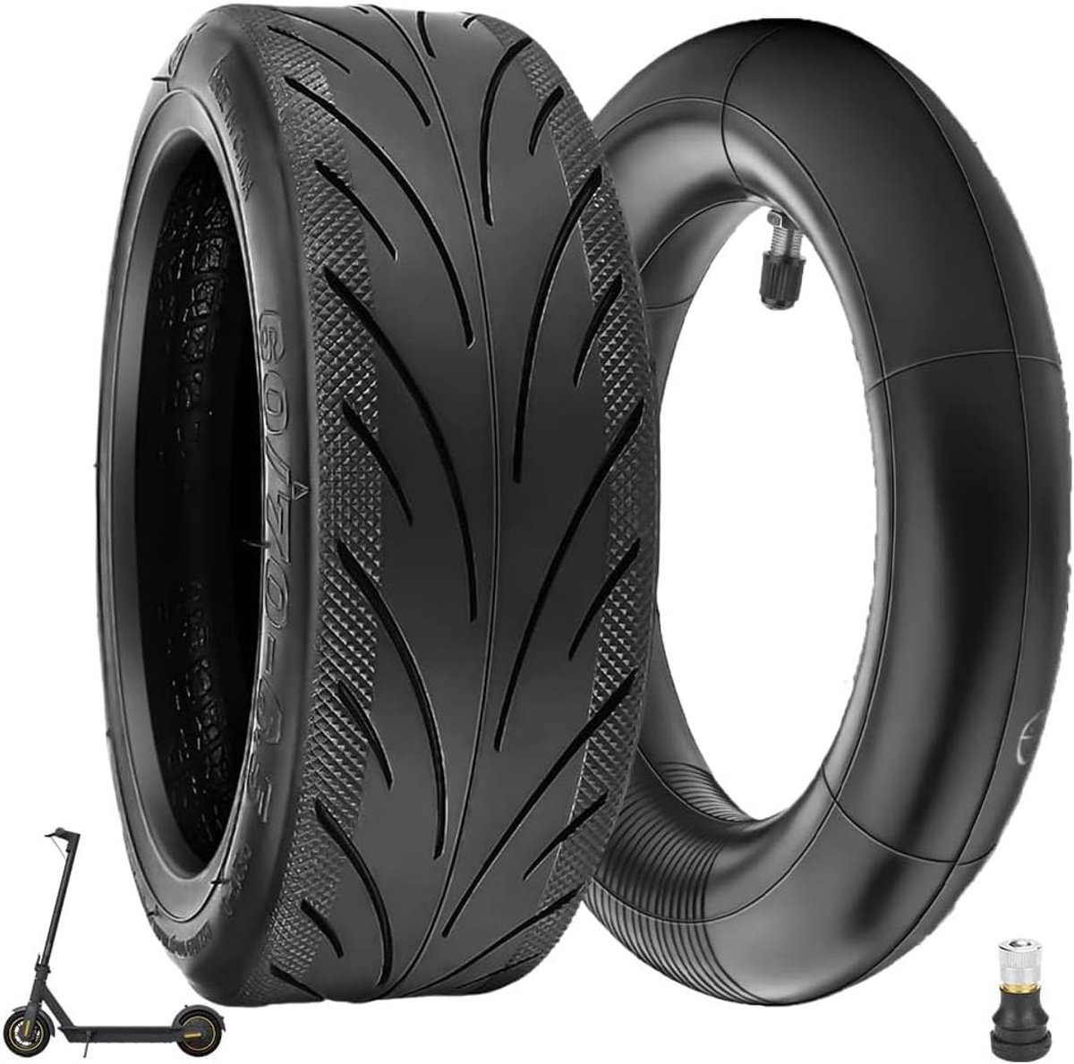 60/70-6,5 Binnenbandloze Band Met Slang Voor Segway Ninebot Max G30 Roller, 10 Inch Offroad Vacuümband Rechte Slang 10 x 2,5 Vervangband, Geen Zelfhelende