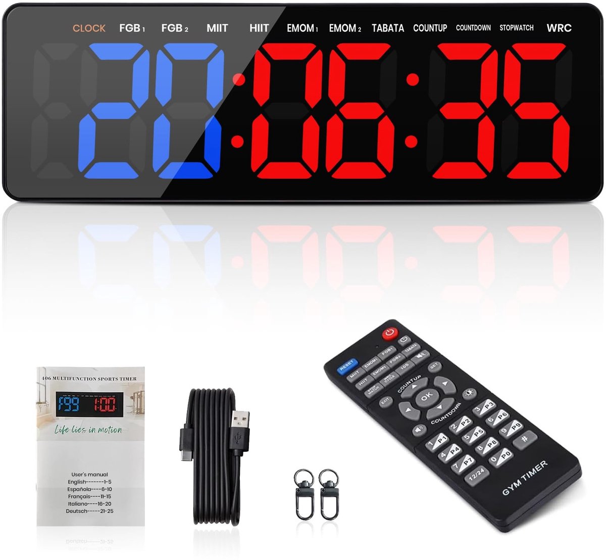 Omgoods - Countdown Timer 13.2 Inch LED Gym Timer met Stopwatch en Intervalfunctie