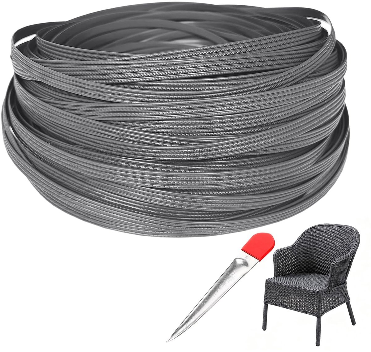 Omgoods - 65m PE-Rotan Reparatieset met Vlechtgereedschap voor Tuinmeubelen