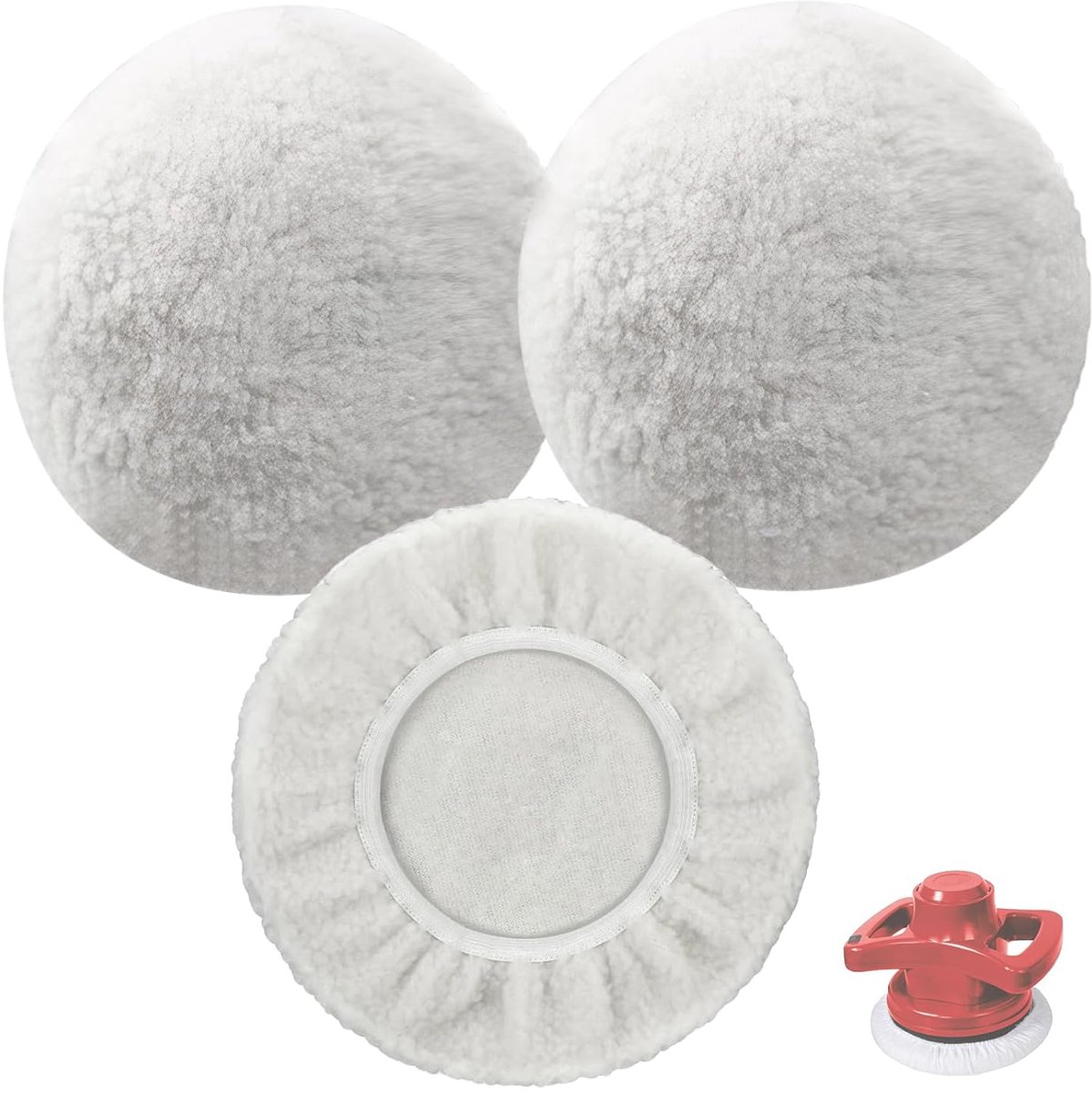 3-delige set lamswol-polijstkapjes, lamswol polijstschijven polijstpads polijstkapjes, voor Einhell accu-autopolijstmachines CE-CB 18/254 Li, voor 220mm-250mm polijstmachines