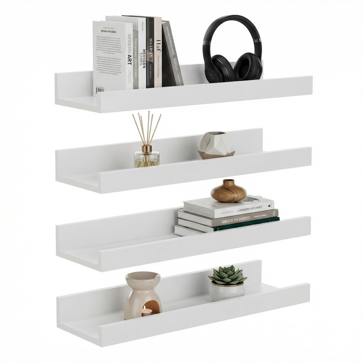 Omgoods - Wandplank Set van 4 - 40 cm Zwevende Planken voor Wandorganisatie in Diverse Ruimtes