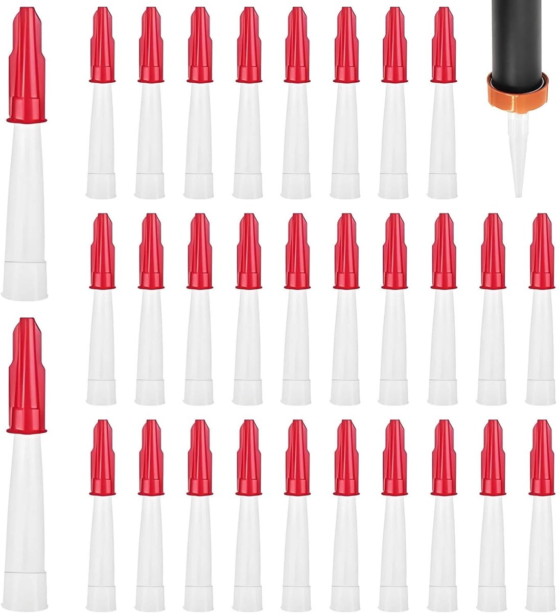 30 stuks cartridgemondjes, siliconen spuitmonden, reservepunten, siliconen spuitmonden, siliconen spuitmonden, afdichtmiddel gereedschap voor keuken en huishouden