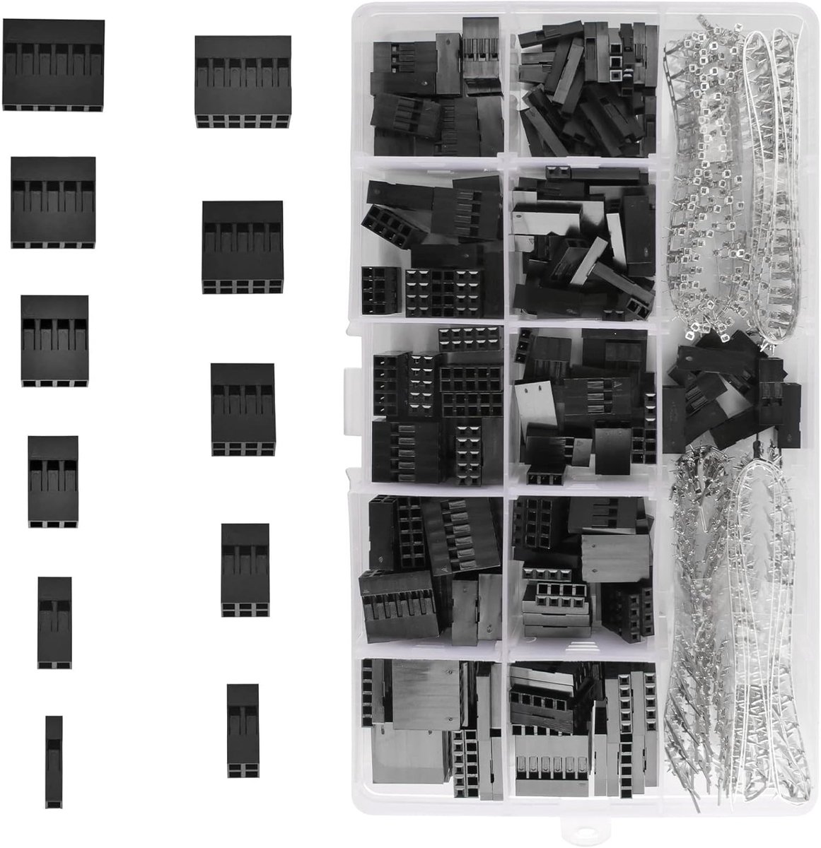 620 stuks 2,54 mm Pitch 1 2 3 4 5 6 Pin JST SM behuizing connector dupont-buis-buisstrip krimp-aansluiting-stekker-assortiment-kit met doorzichtige kunststof doos
