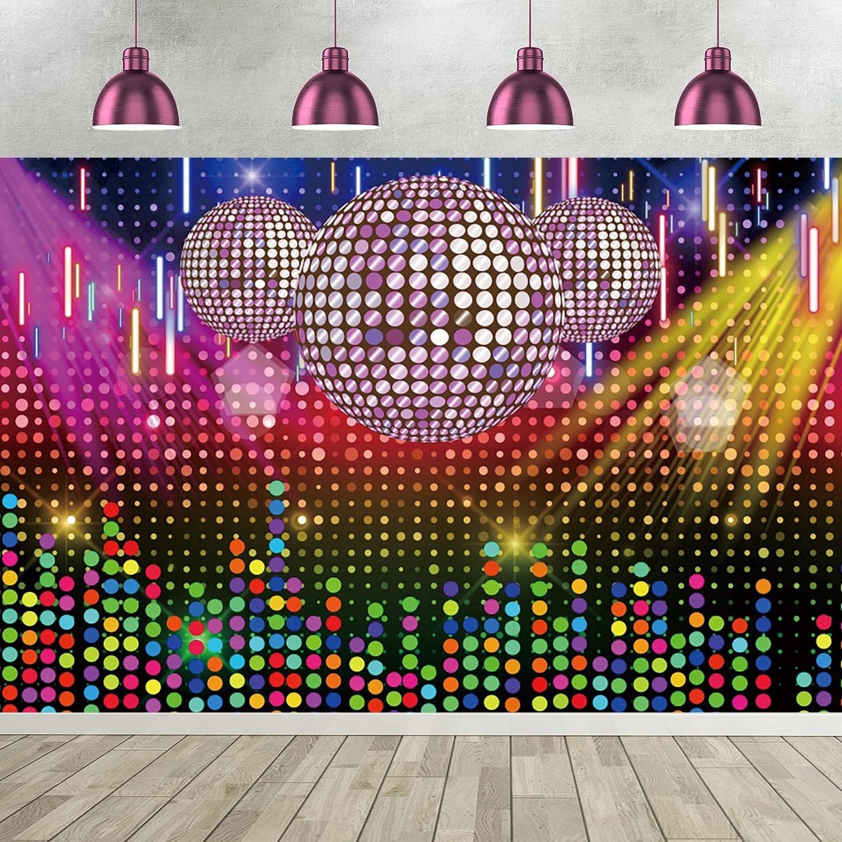 10x8FT Disco Achtergrond Retro Disco Bal Dromerige Kleurrijke Lichtvlekken Neon Fotografie Achtergrond Terug naar de Jaren 70 80 90 Volwassenen Disco Verjaardagsfeest Decoraties Banner Fotohokje