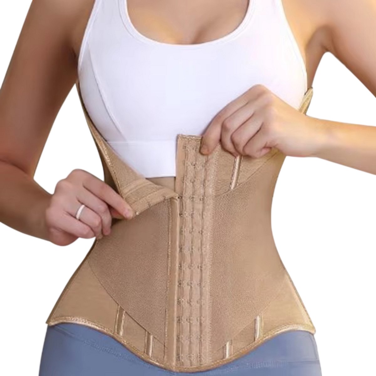 Dames Body Shaper Tailleband – Ergonomische Taille Trainer voor Platte Buik, Buikondersteuning en Slanke Look - Beige - Maat L