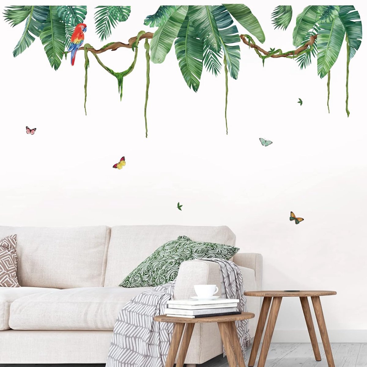 wondever Muursticker tropische planten groene muurstickers palmbladeren bladeren muursticker wanddecoratie voor slaapkamer woonkamer tv muur