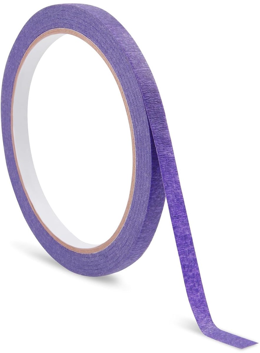 Afplaktape, 5mm x 20 m Precisie Vinyl Afplaktape Dunne Zelfklevende Afplaktapes Zelfklevende Strip voor Autolakken, Vernissen, Knutselen en Decoratie Paars