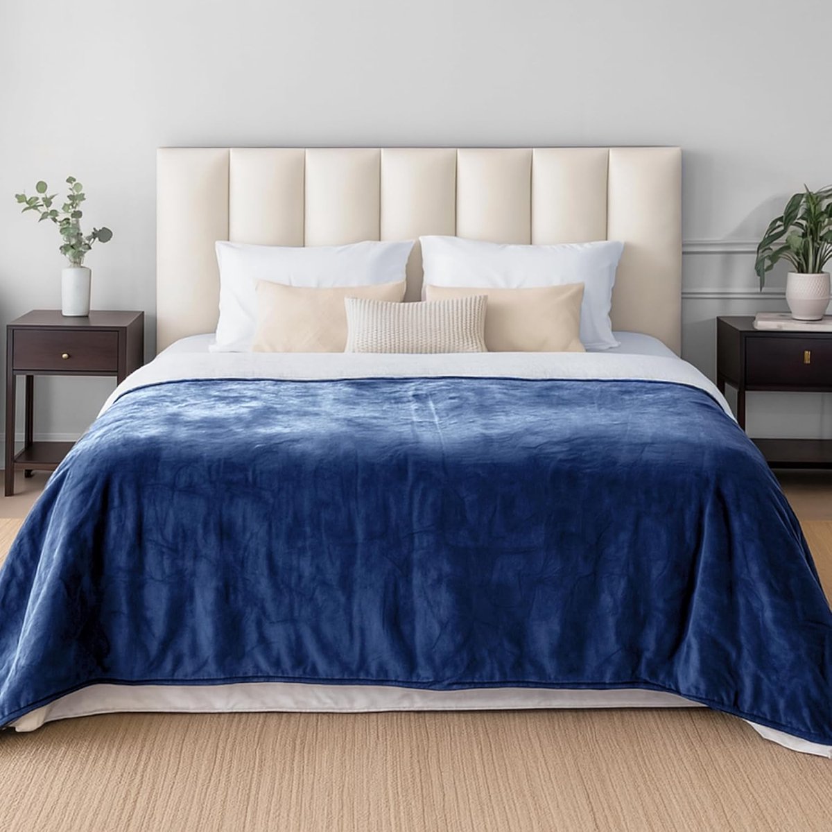 - Waterdichte hondendeken 152x203 cm - Omkeerbare waterdichte deken - Voor hondenbed en bank in Sherpa Fleece - Wasbaar - Marineblauw
