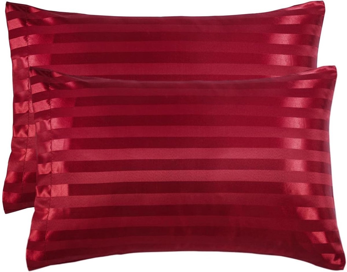 Kussenslopen 40 x 80 cm rood glad glanzend hoogwaardige zijdeachtige microvezel kussensloop beschermt haar en huid