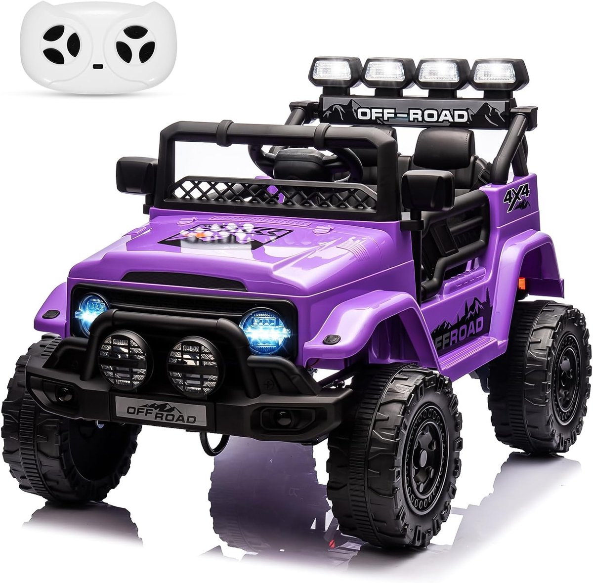 Triumpunpre - Elektrische kinderjeep 12V - met 2,4G afstandsbediening - LED Bluetooth muziek max 5 km/u - elektrische auto voor kinderen vanaf 3 jaar - Paars