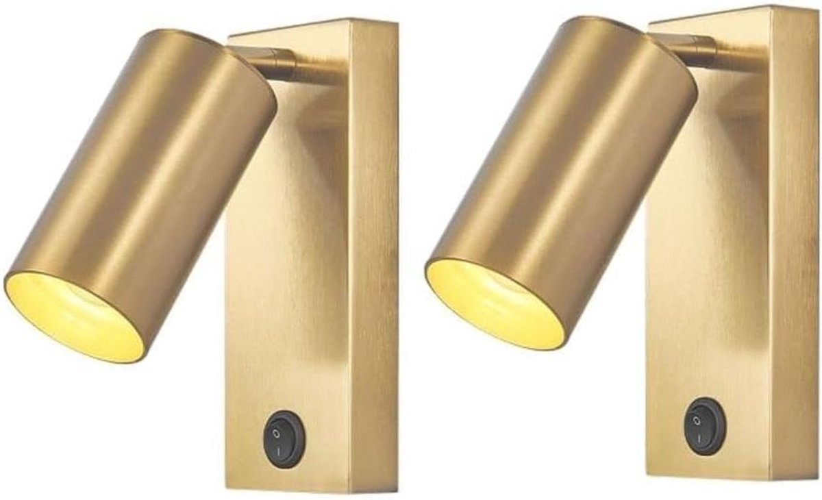 Wandlamp Set - Leeslamp Bed - Verlichting Aanbrengen - Verstelbare Kop - 2 Stuks - Goudkleurig