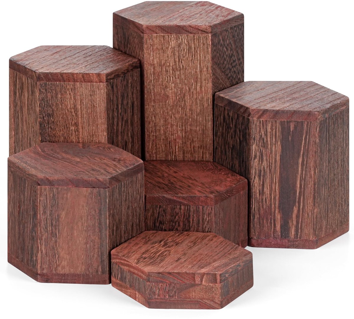 Dailygoods- Houten Plateau Zeshoekig - Dessert/Cupcake Standaard - Etage-Presentatiestandaard - Buffet/Levensmiddelenstandaard - Duurzaam Hout - Aanpasbare Hoogtes