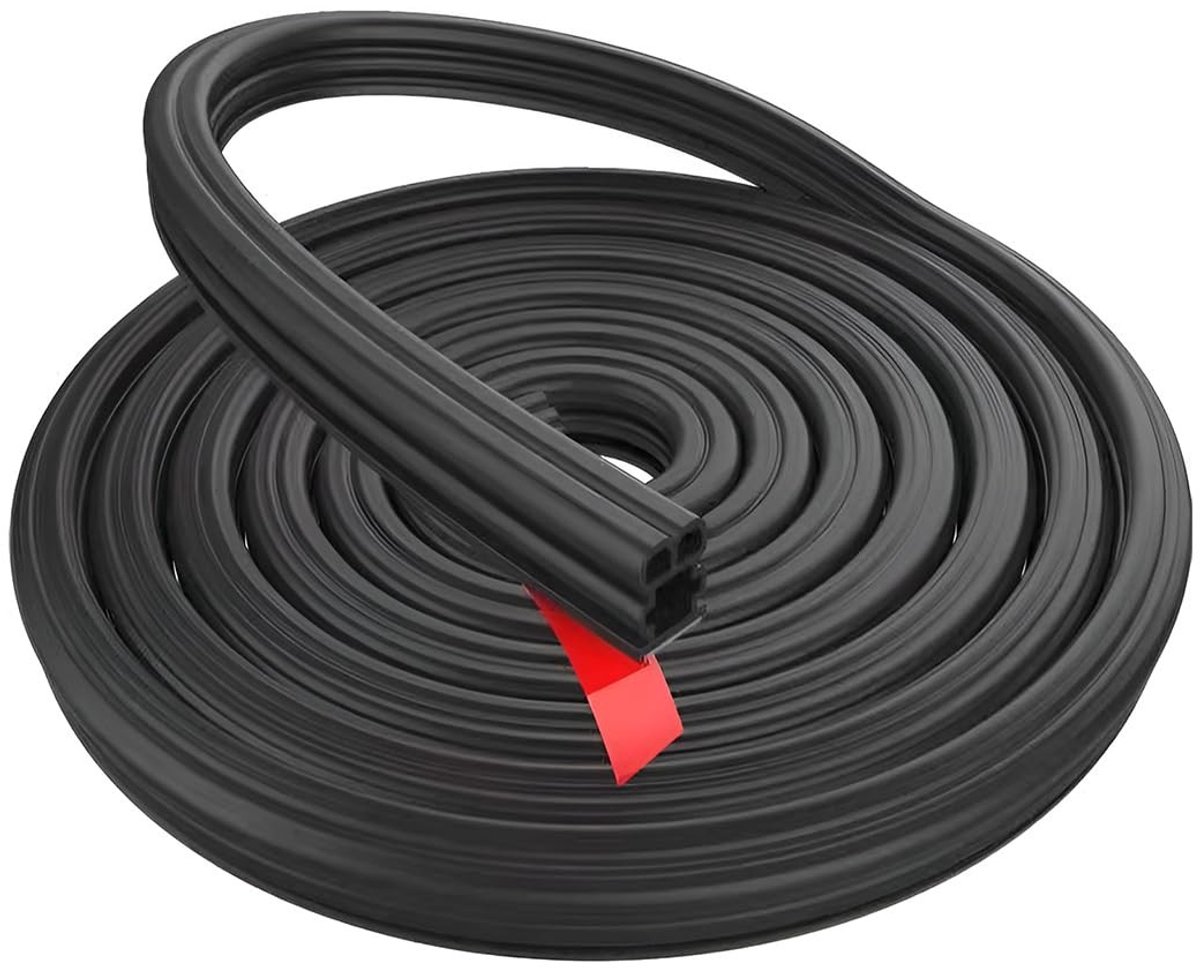 Dailygoods- Afdichtstrip Geluidsisolatie - Rubber - Waterdicht - Universeel - 15mm x 14mm x 16m - Verbeterd ontwerp met dubbellaagse verdikking - Rubberen Strip