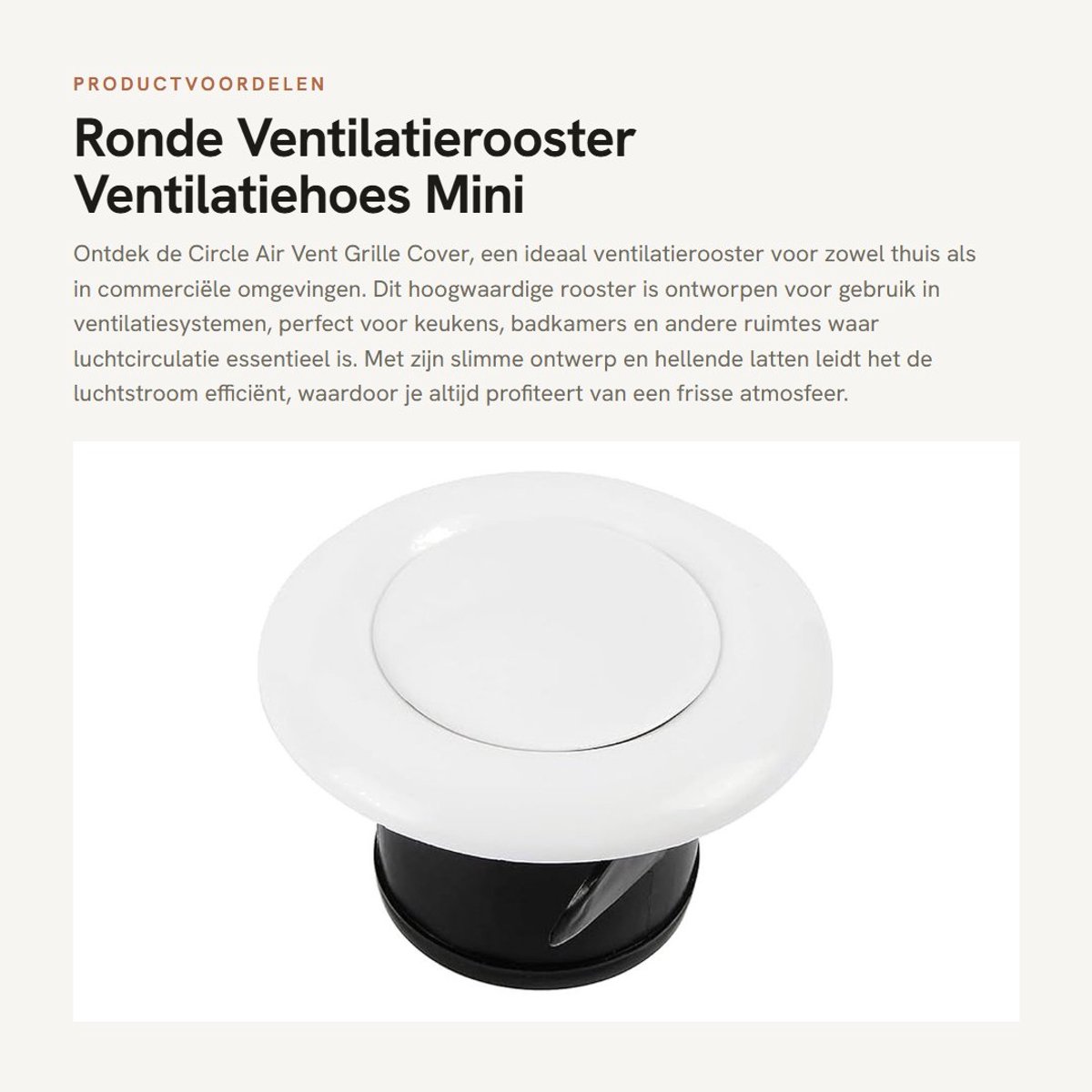 Dailygoods- Ventilatierooster Ronde Vorm - Ventilatierooster Wit - Ventilatiehoes - Mini ABS Plastic - 75 mm Disc - Geschikt voor Keuken/Badkamer - Ventilatiekap